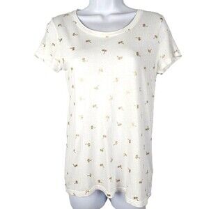 Gap Womens Favorite Crew Neck T-Shirt  Tropical Metallic Palm Tree Print Small